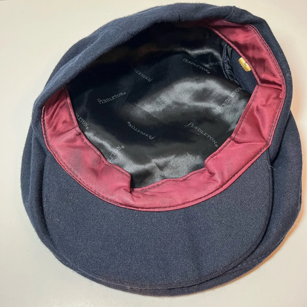 Vintage 1980’s Pendleton Navy Blue Newsboy Cap with Snap Down Brim - Picture 10 of 10